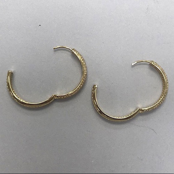 14K Gold Vermeil Infinity Pavé Hoop Earrings-Boutique - Picture 5 of 5